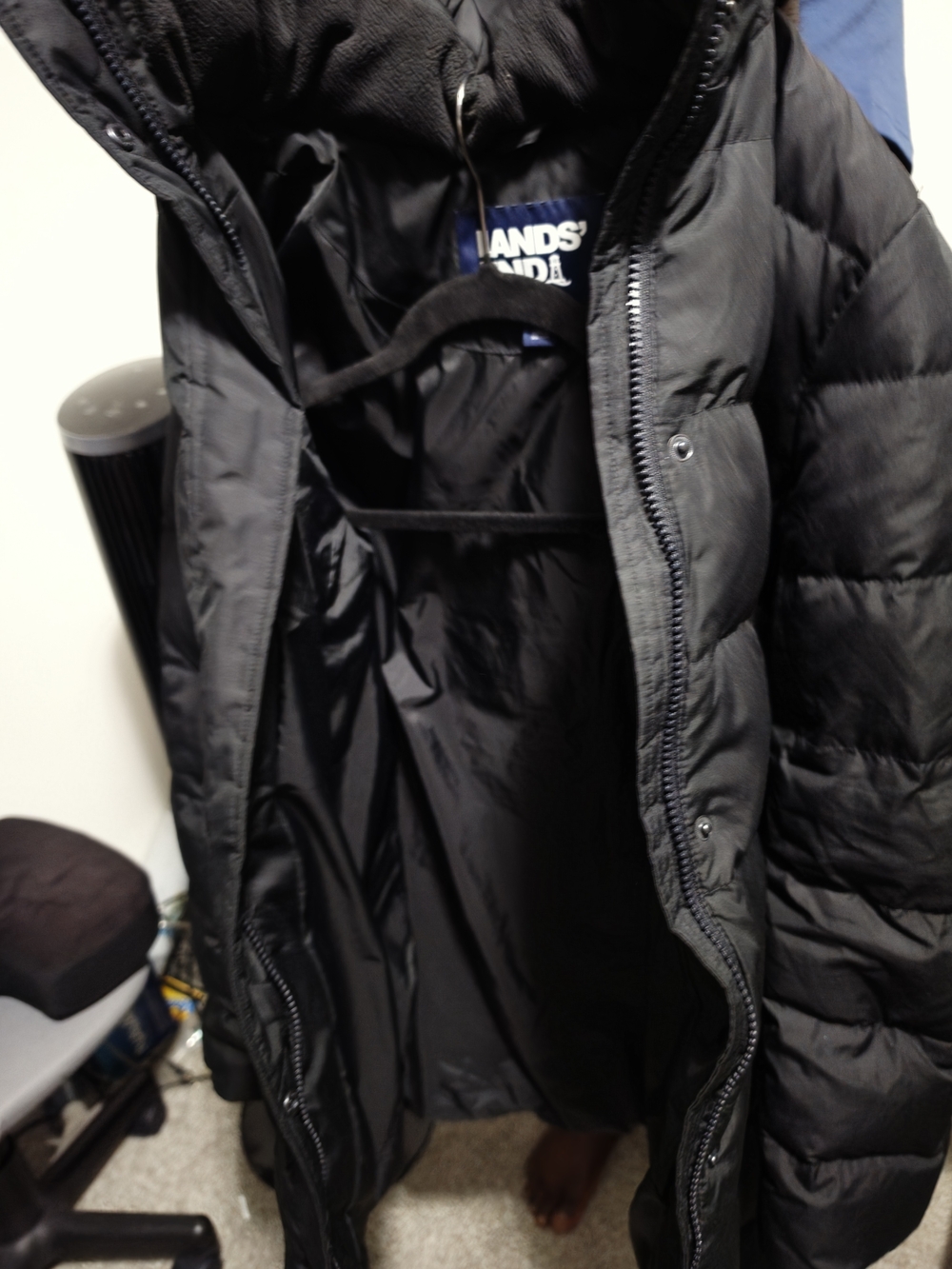Lands' End Black Quilted Hooded Puffer Coat